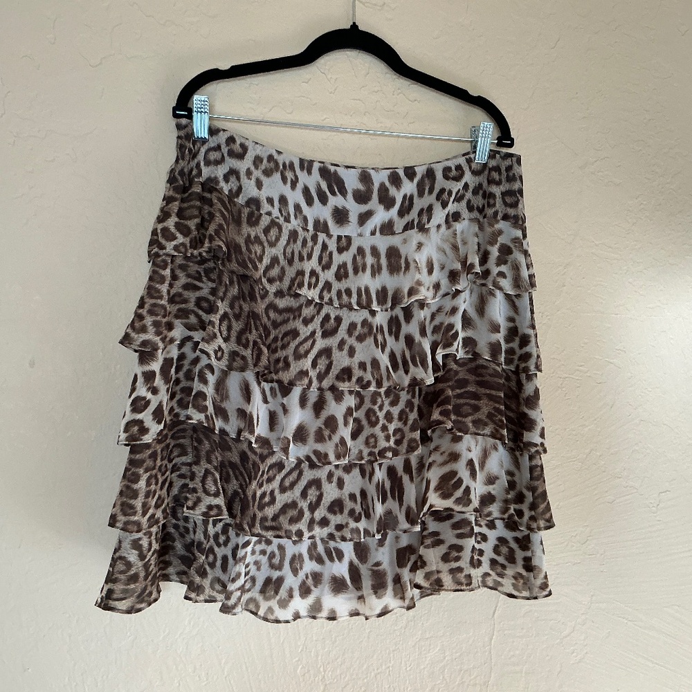 Talbots animal print short ruffled skirt NWT